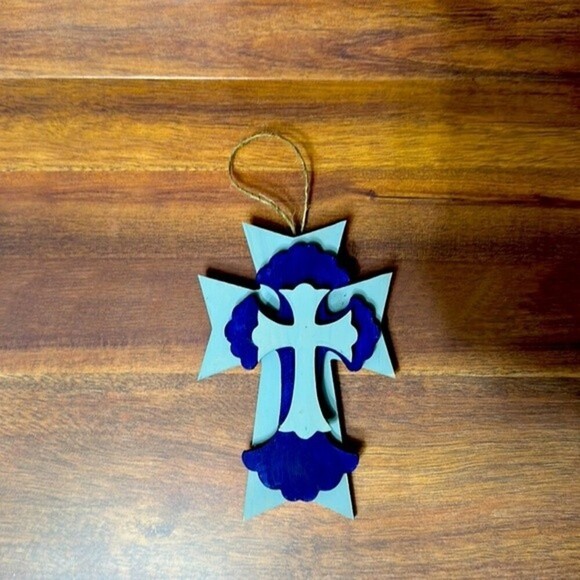 Wood‎ Cross Blue and Grey - Picture 2 of 6